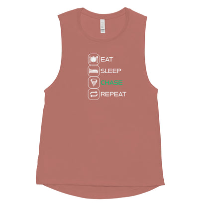 Eat, Sleep, Chase Ladies’ Muscle Tank